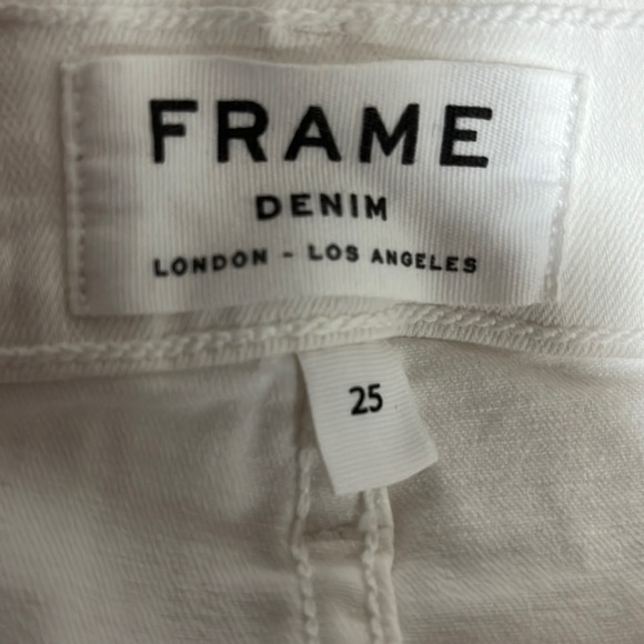 Frame Denim Distressed Ripped White Mid-rise Skinny Stretch Jeans, 25 - Picture 8 of 12